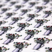 Tissu popeline de coton aux fleurs en pot, fond blanc - tissuspipi.com
