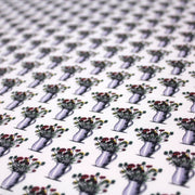 Tissu popeline de coton aux fleurs en pot, fond blanc - tissuspipi.com