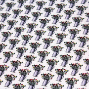 Tissu popeline de coton aux fleurs en pot, fond blanc - tissuspipi.com