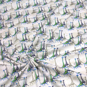 Tissu popeline de coton aux girafes bleues & baobab, fond blanc - tissuspipi.com