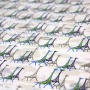 Tissu popeline de coton aux girafes bleues & baobab, fond blanc - tissuspipi.com