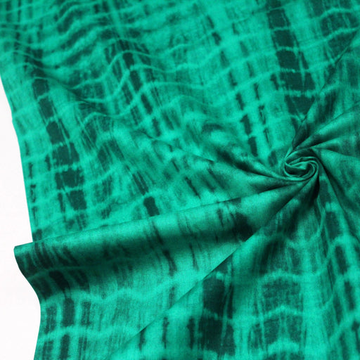 Tissu cotonnade motif TIE & DYE, faux-uni vert émeraude - tissuspipi.com