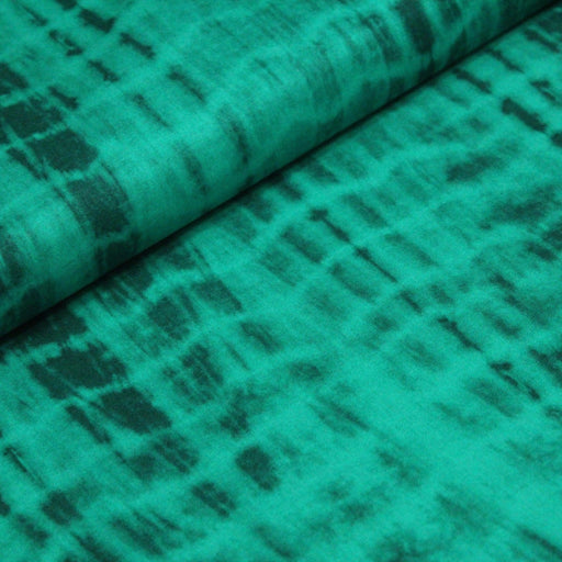 Tissu cotonnade motif TIE & DYE, faux-uni vert émeraude - tissuspipi.com