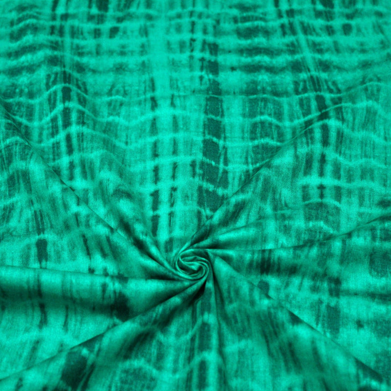 Tissu cotonnade motif TIE & DYE, faux-uni vert émeraude - tissuspipi.com
