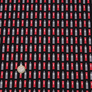 Tissu popeline de coton LONDON aux boîtes aux lettres mailbox rouges & Big Ben, fond noir - tissuspipi.com