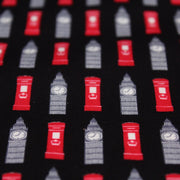 Tissu popeline de coton LONDON aux boîtes aux lettres mailbox rouges & Big Ben, fond noir - tissuspipi.com