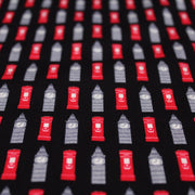 Tissu popeline de coton LONDON aux boîtes aux lettres mailbox rouges & Big Ben, fond noir - tissuspipi.com