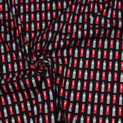 Tissu popeline de coton LONDON aux boîtes aux lettres mailbox rouges & Big Ben, fond noir - tissuspipi.com