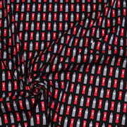 Tissu popeline de coton LONDON aux boîtes aux lettres mailbox rouges & Big Ben, fond noir - tissuspipi.com