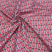 Tissu popeline coton LONDON, cabines téléphoniques rouges & réverbères britanniques - tissuspipi.com