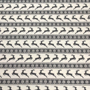 Tissu de coton de Noël scandinave aux rennes & étoiles de neiges gris, fond écru - tissuspipi.com