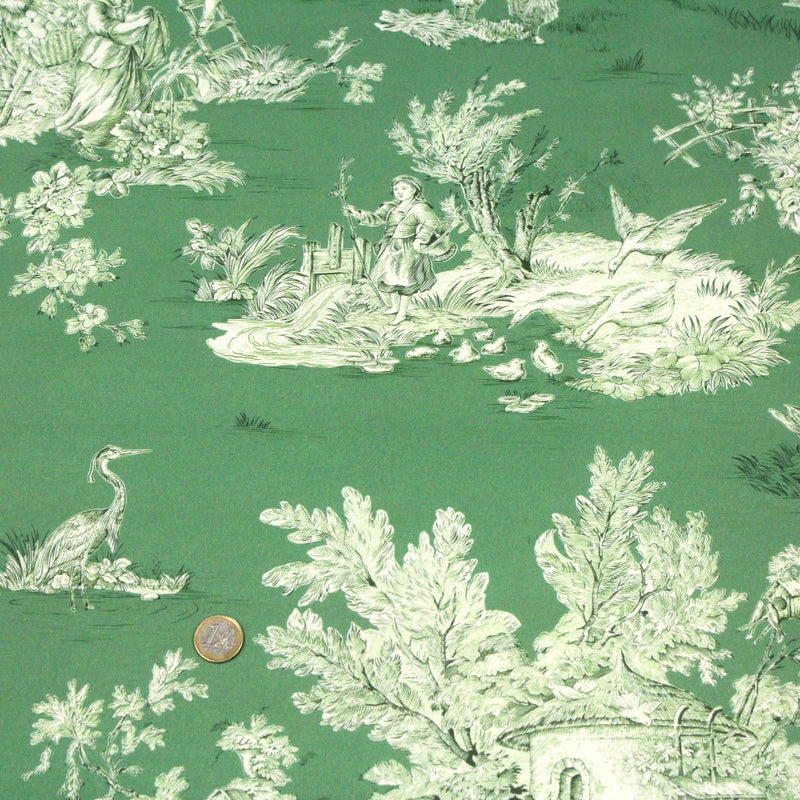 Tissu Toile de Jouy traditionnelle, nombreux fonds très colorés au choix, grande largeur 280cm - OEKO - TEX STANDARD 100 - tissuspipi.com
