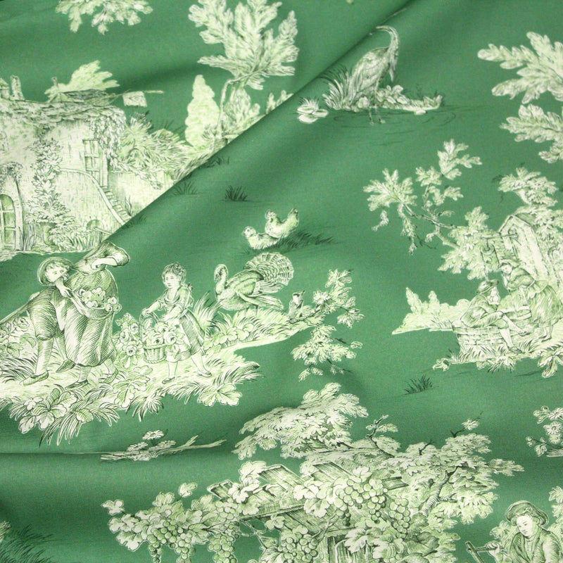 Tissu Toile de Jouy traditionnelle, nombreux fonds très colorés au choix, grande largeur 280cm - OEKO - TEX STANDARD 100 - tissuspipi.com