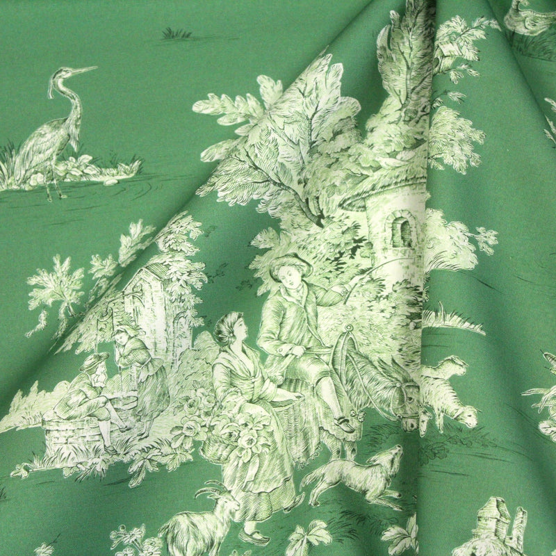 Tissu Toile de Jouy traditionnelle, nombreux fonds très colorés au choix, grande largeur 280cm - OEKO - TEX STANDARD 100 - tissuspipi.com
