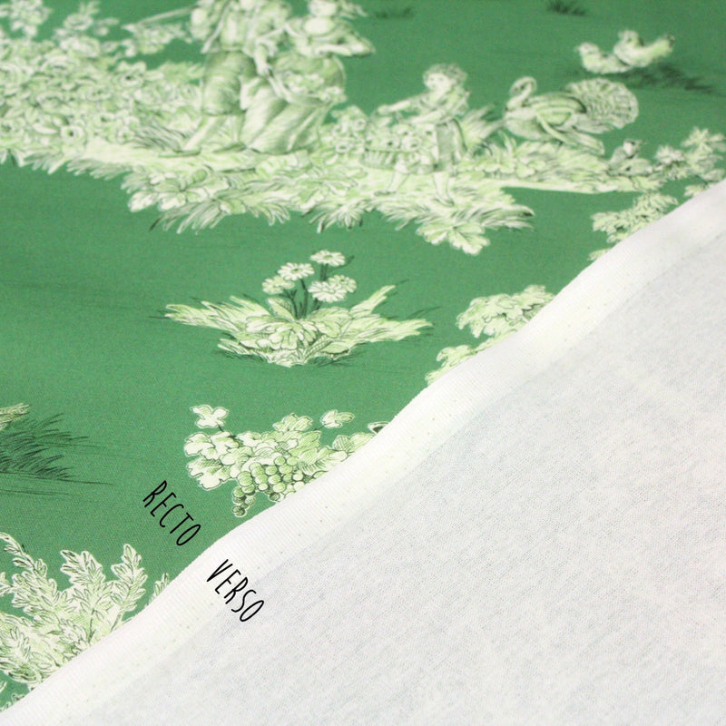 Tissu Toile de Jouy traditionnelle, nombreux fonds très colorés au choix, grande largeur 280cm - OEKO - TEX STANDARD 100 - tissuspipi.com