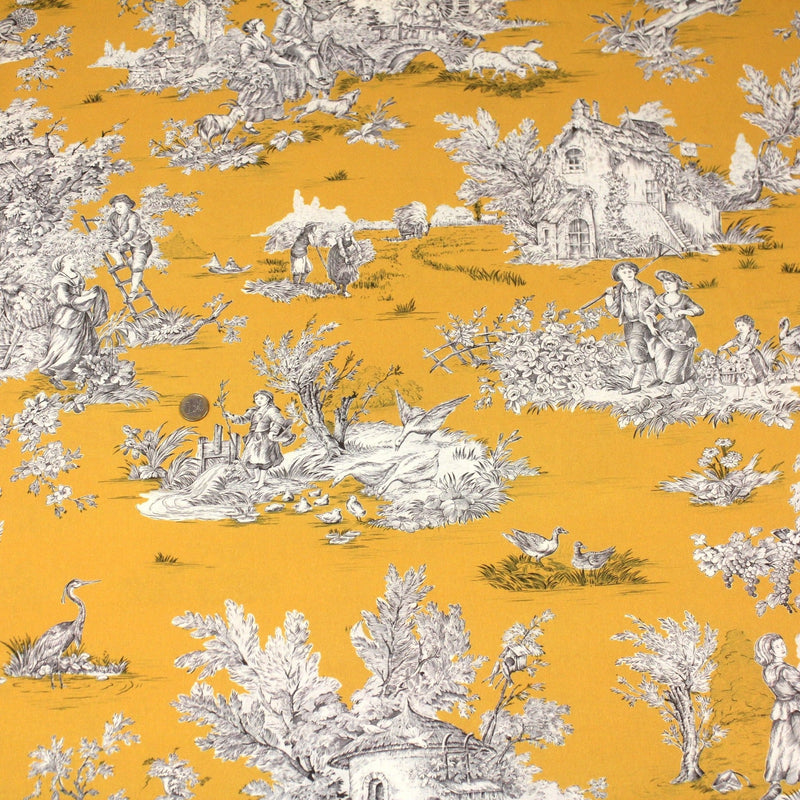 Tissu Toile de Jouy traditionnelle, nombreux fonds très colorés au choix, grande largeur 280cm - OEKO - TEX STANDARD 100 - tissuspipi.com