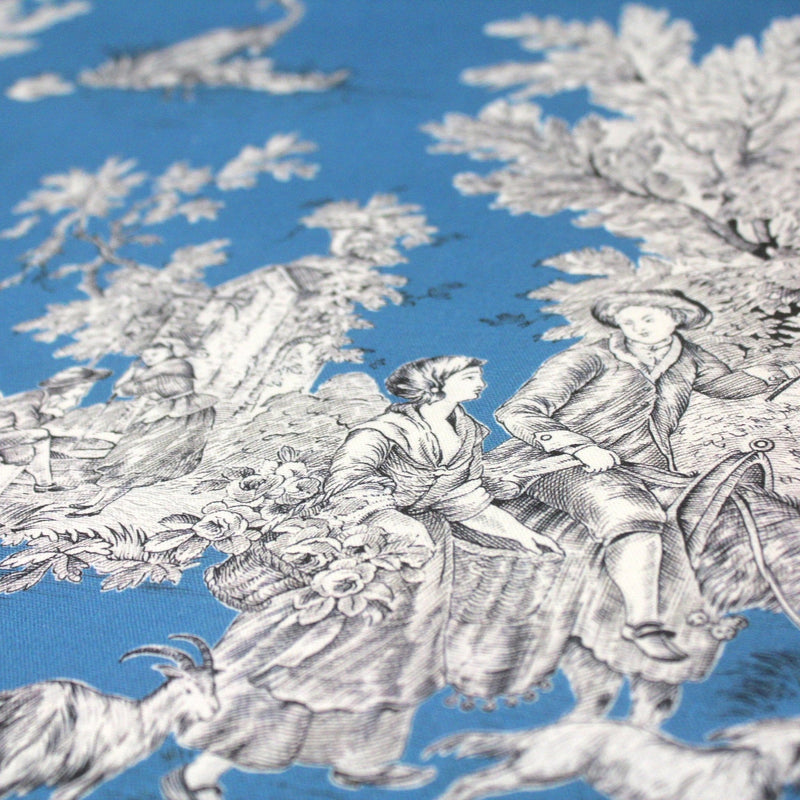 Tissu Toile de Jouy traditionnelle, nombreux fonds très colorés au choix, grande largeur 280cm - OEKO - TEX STANDARD 100 - tissuspipi.com