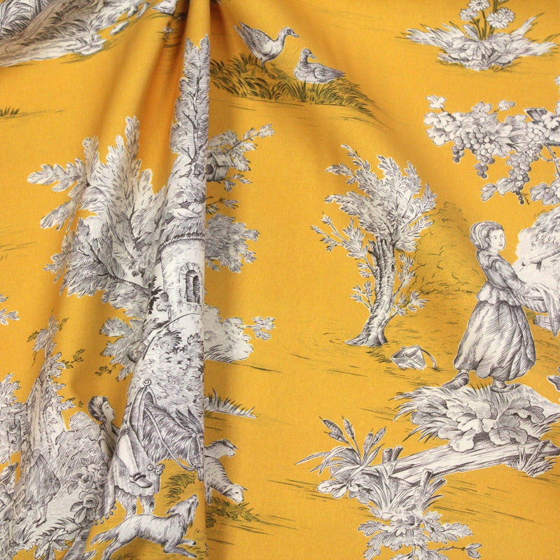 Tissu Toile de Jouy traditionnelle, nombreux fonds très colorés au choix, grande largeur 280cm - OEKO - TEX STANDARD 100 - tissuspipi.com