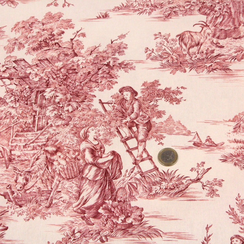 Tissu coton épais demi - natté TOILE DE JOUY, grande largeur 280cm : bleu, vert, rouge, noir - OEKO - TEX - tissuspipi.com