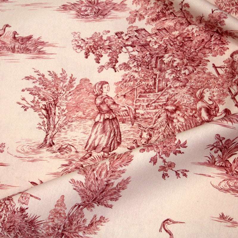 Tissu coton épais demi - natté TOILE DE JOUY, grande largeur 280cm : bleu, vert, rouge, noir - OEKO - TEX - tissuspipi.com