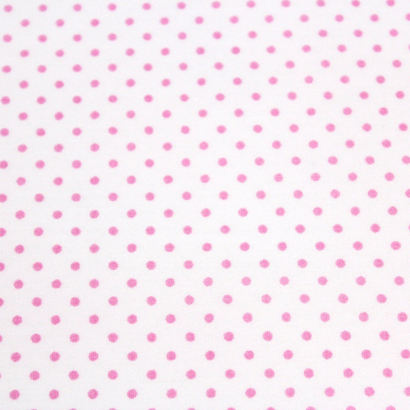 Tissu popeline de coton blanche à pois roses - COLLECTION POLKA DOT - tissuspipi.com