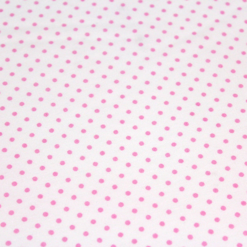 Tissu popeline de coton blanche à pois roses - COLLECTION POLKA DOT - tissuspipi.com