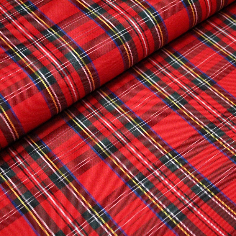 Tissu écossais, authentique TARTAN "Royal Stewart" rouge - tissuspipi.com
