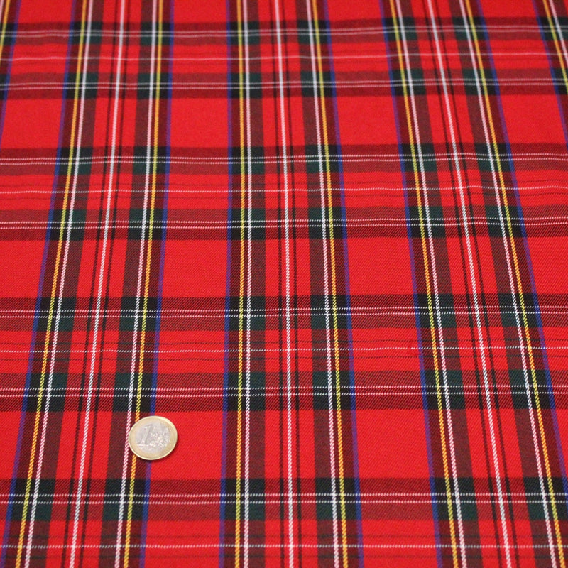 Tissu écossais, authentique TARTAN "Royal Stewart" rouge - tissuspipi.com