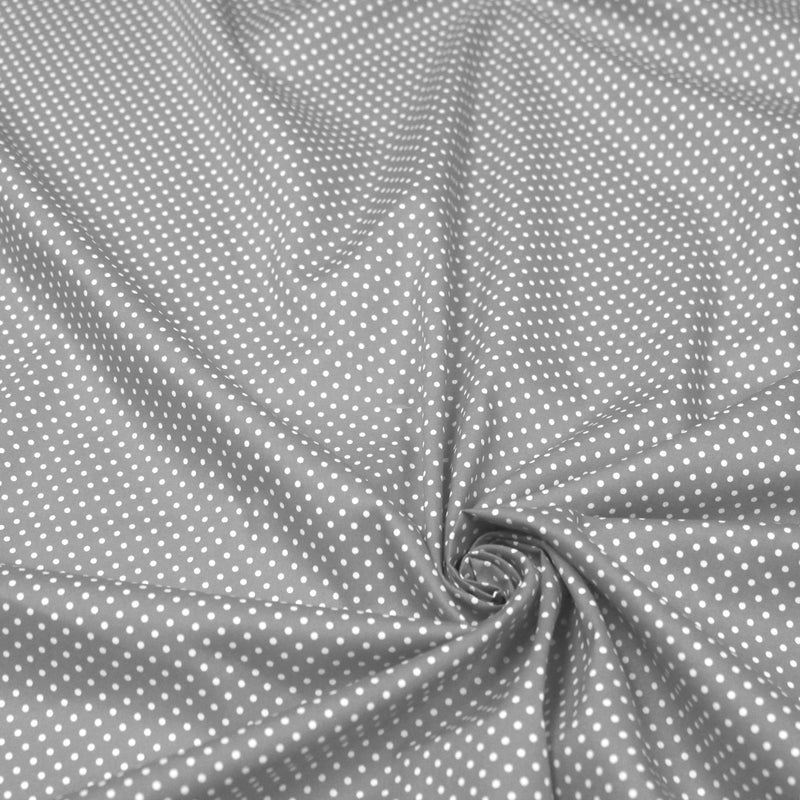 Tissu popeline de coton gris moyen à pois blancs - COLLECTION POLKA DOT - Oeko - Tex - tissuspipi.com