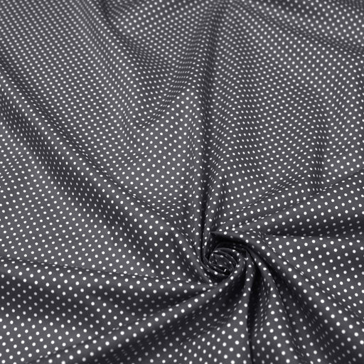 Tissu popeline de coton gris souris à pois blancs - COLLECTION POLKA DOT - Oeko - Tex - tissuspipi.com