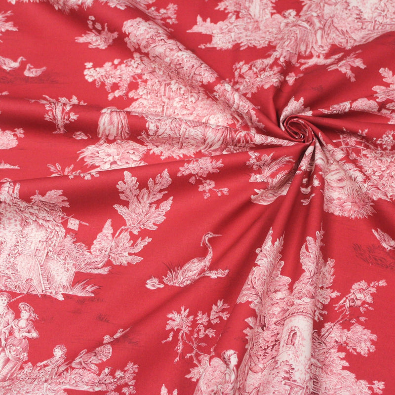 Tissu Toile de Jouy traditionnelle, nombreux fonds très colorés au choix, grande largeur 280cm - OEKO - TEX STANDARD 100 - tissuspipi.com