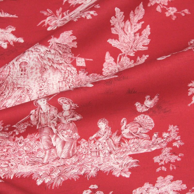Tissu Toile de Jouy traditionnelle, nombreux fonds très colorés au choix, grande largeur 280cm - OEKO - TEX STANDARD 100 - tissuspipi.com