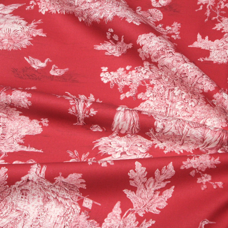 Tissu Toile de Jouy traditionnelle, nombreux fonds très colorés au choix, grande largeur 280cm - OEKO - TEX STANDARD 100 - tissuspipi.com