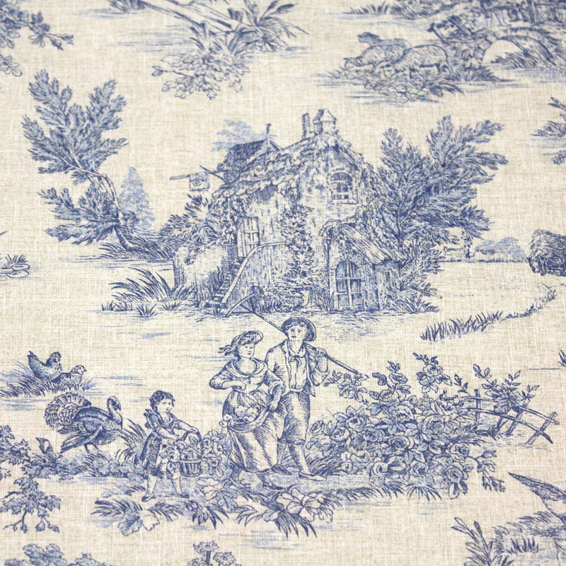 Tissu coton Toile de Jouy traditionnelle 160cm de large : bleu, rouge, vert, gris - OEKO - TEX - tissuspipi.com
