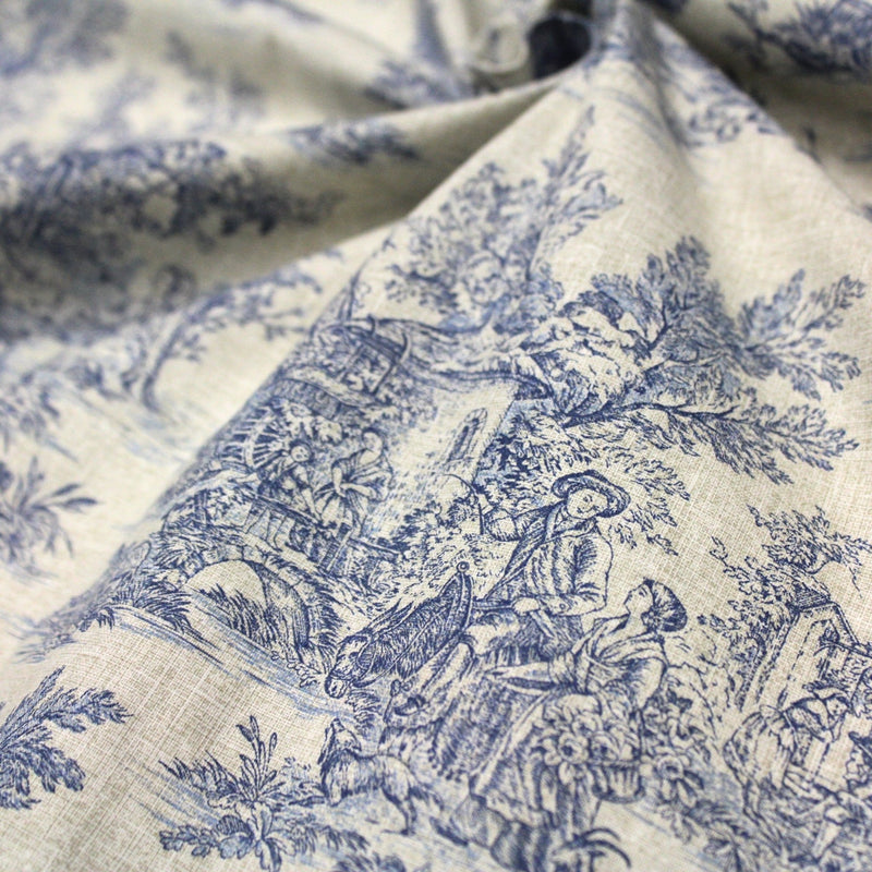 Tissu coton Toile de Jouy traditionnelle 160cm de large : bleu, rouge, vert, gris - OEKO - TEX - tissuspipi.com