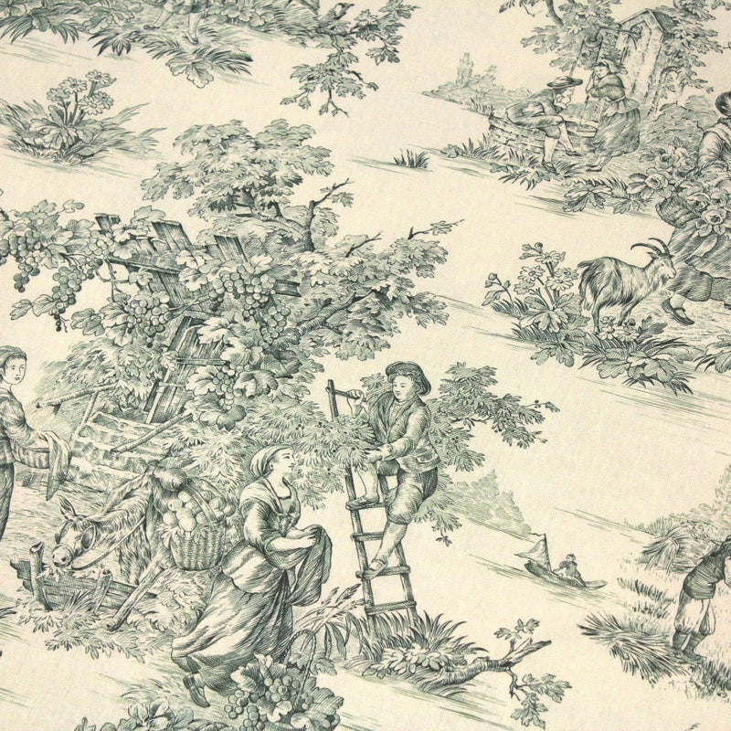 Tissu coton épais demi - natté TOILE DE JOUY, grande largeur 280cm : bleu, vert, rouge, noir - OEKO - TEX - tissuspipi.com