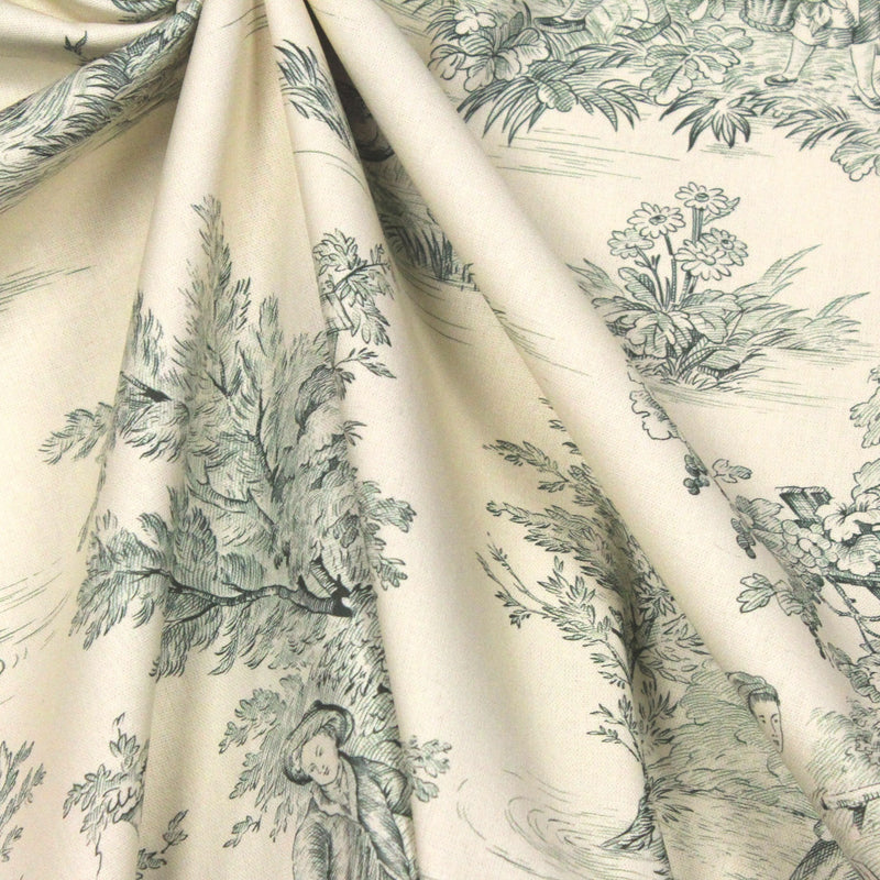 Tissu coton épais demi - natté TOILE DE JOUY, grande largeur 280cm : bleu, vert, rouge, noir - OEKO - TEX - tissuspipi.com