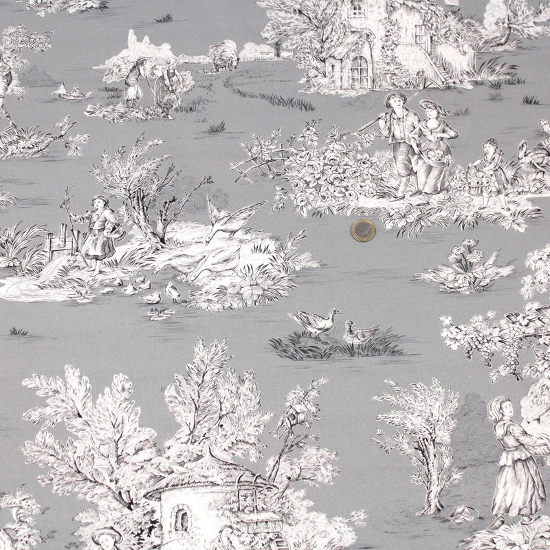 Tissu Toile de Jouy traditionnelle, nombreux fonds très colorés au choix, grande largeur 280cm - OEKO - TEX STANDARD 100 - tissuspipi.com