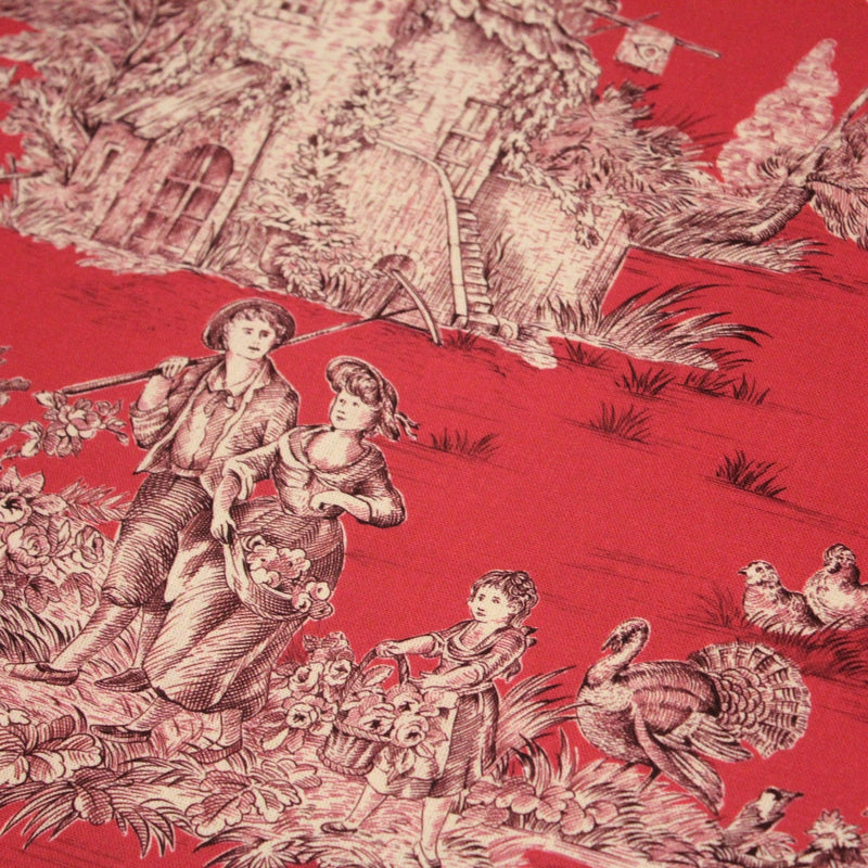 Tissu Toile de Jouy traditionnelle, nombreux fonds très colorés au choix, grande largeur 280cm - OEKO - TEX STANDARD 100 - tissuspipi.com