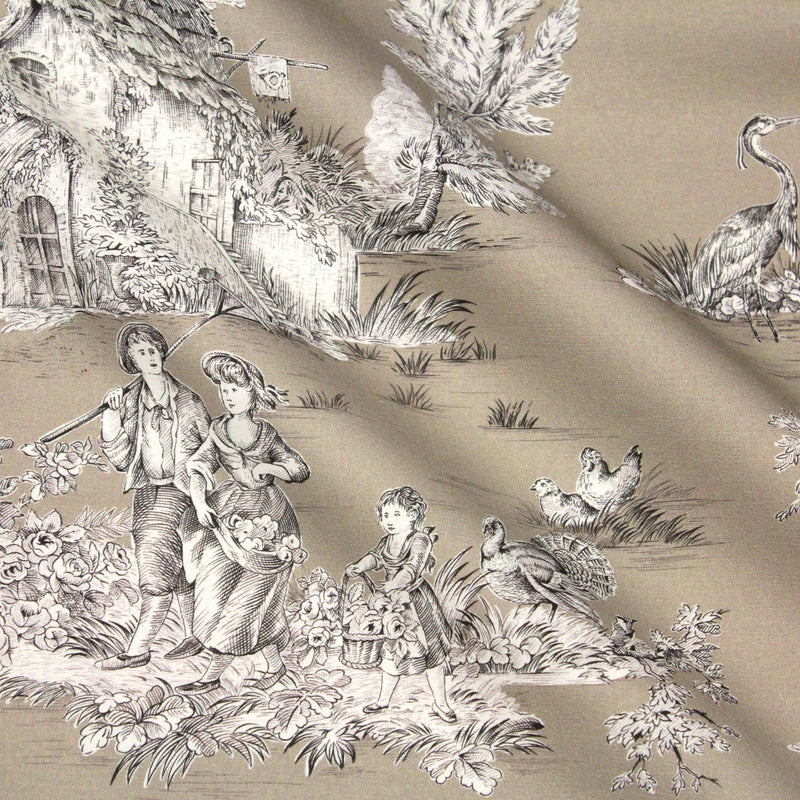 Tissu Toile de Jouy traditionnelle, nombreux fonds très colorés au choix, grande largeur 280cm - OEKO - TEX STANDARD 100 - tissuspipi.com
