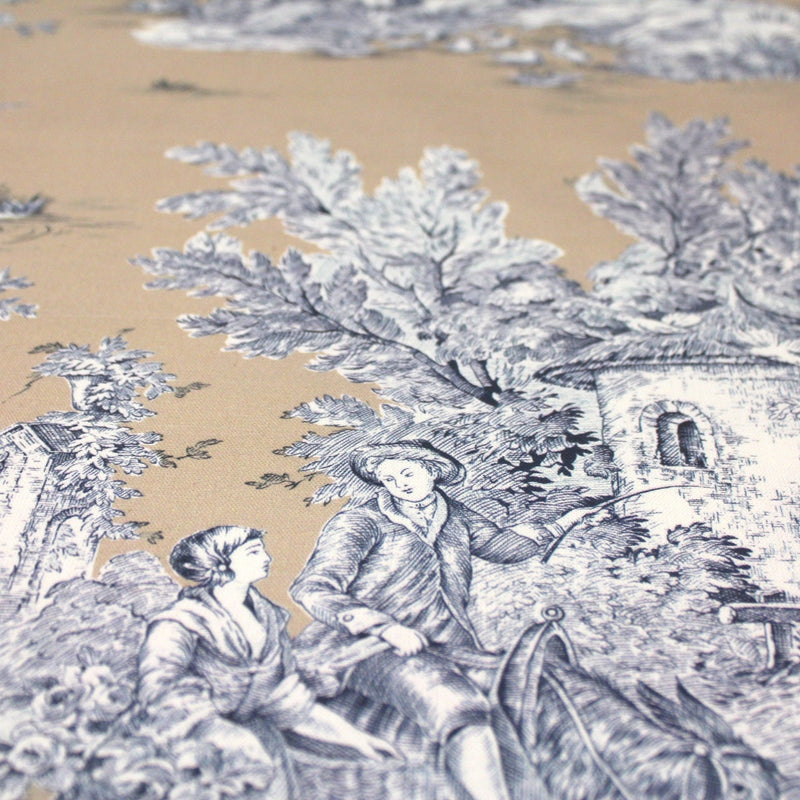 Tissu Toile de Jouy traditionnelle, nombreux fonds très colorés au choix, grande largeur 280cm - OEKO - TEX STANDARD 100 - tissuspipi.com