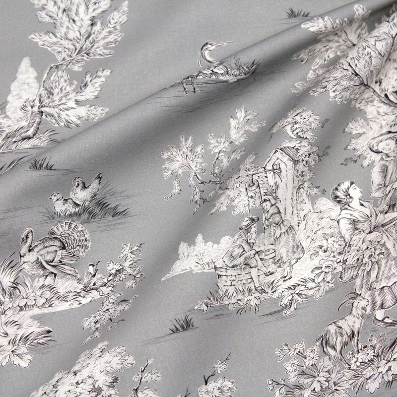 Tissu Toile de Jouy traditionnelle, nombreux fonds très colorés au choix, grande largeur 280cm - OEKO - TEX STANDARD 100 - tissuspipi.com