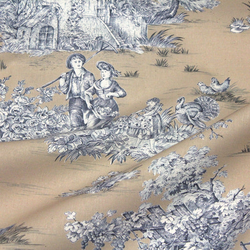 Tissu Toile de Jouy traditionnelle, nombreux fonds très colorés au choix, grande largeur 280cm - OEKO - TEX STANDARD 100 - tissuspipi.com