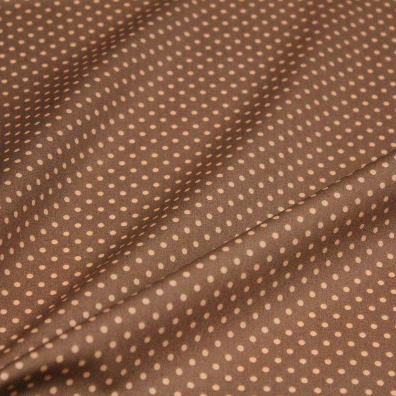 Tissu popeline de coton marron clair aux pois crème - COLLECTION POLKA DOT - tissuspipi.com