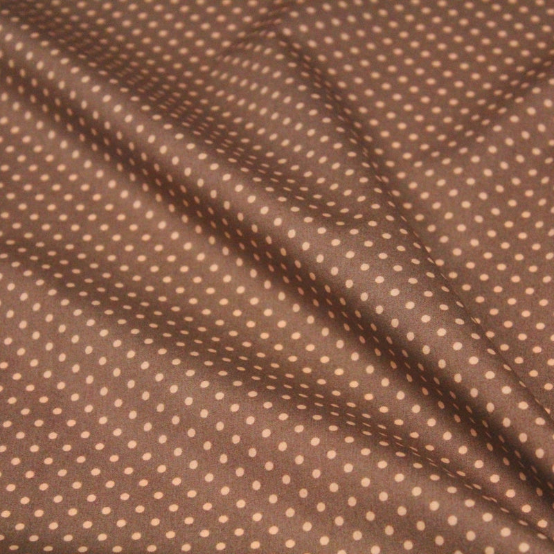 Tissu popeline de coton marron clair aux pois crème - COLLECTION POLKA DOT - tissuspipi.com