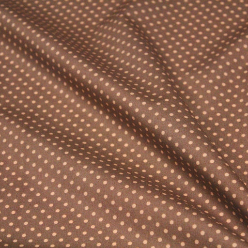 Tissu popeline de coton marron clair aux pois crème - COLLECTION POLKA DOT - tissuspipi.com