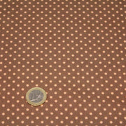 Tissu popeline de coton marron clair aux pois crème - COLLECTION POLKA DOT - tissuspipi.com
