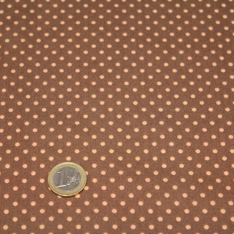 Tissu popeline de coton marron clair aux pois crème - COLLECTION POLKA DOT - tissuspipi.com