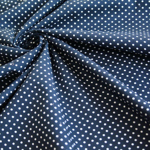 Tissu popeline de coton bleu nuit à pois blancs - COLLECTION POLKA DOT - Oeko - Tex - tissuspipi.com
