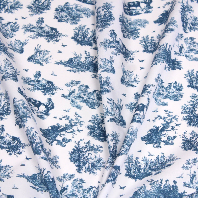 Tissu cotonnade Toile de Jouy OBER blanc : nombreuses couleurs - OEKO - TEX - tissuspipi.com